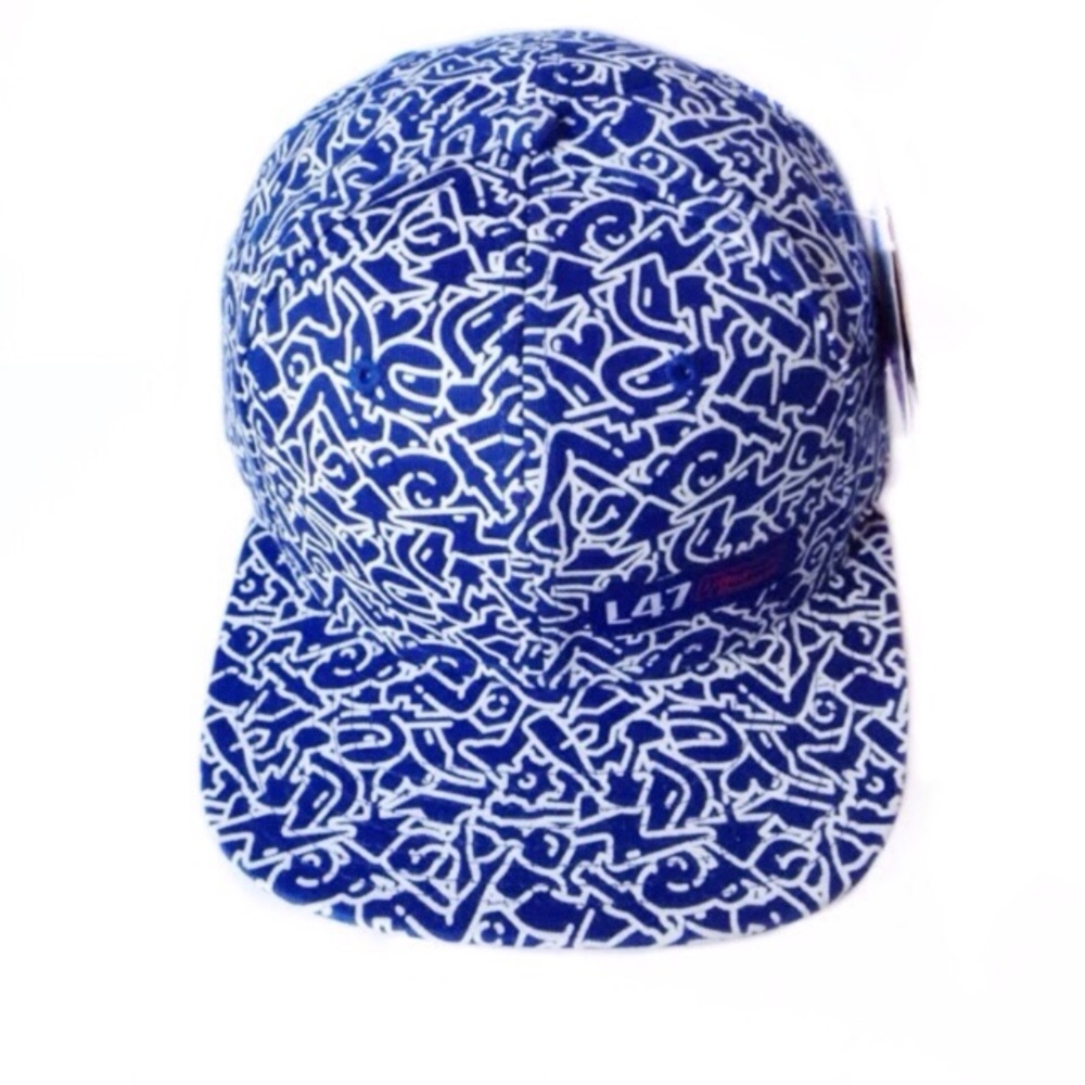 LRG SNAPBACK HAT CAP BLUE WHITE STRAIGHT FLAT BILL